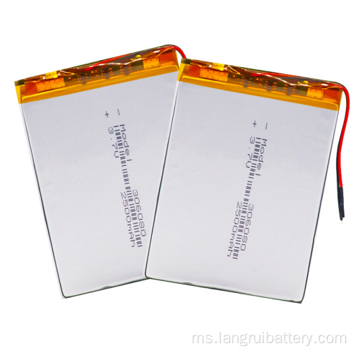 2500mAh 3.7v bateri li-polimer adat